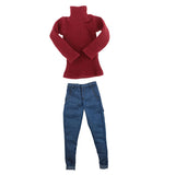 Maxbell 1/6 Mans Turtleneck Sweater Jeans Trousers for 12 Inch Action Male Figures