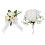 Maxbell 2pcs Wedding Groom Bridal Artificial Flower Corsage Brooch Pin Europe Retro
