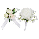Maxbell 2pcs Wedding Groom Bridal Artificial Flower Corsage Brooch Pin Europe Retro