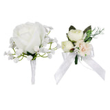 Maxbell 2pcs Wedding Groom Bridal Artificial Flower Corsage Brooch Pin Europe Retro