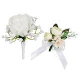 Maxbell 2pcs Wedding Groom Bridal Artificial Flower Corsage Brooch Pin Europe Retro