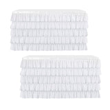 Maxbell 2pcs White Chiffon 5-layer Table Skirt for Rectangle/Round Table 75x426cm