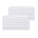 Maxbell 2pcs White Chiffon 5-layer Table Skirt for Rectangle/Round Table 75x426cm