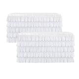 Maxbell 2pcs White Chiffon 5-layer Table Skirt for Rectangle/Round Table 75x426cm