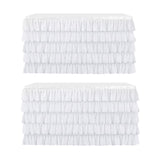 Maxbell 2pcs White Chiffon 5-layer Table Skirt for Rectangle/Round Table 75x426cm