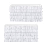 Maxbell 2pcs White Chiffon 5-layer Table Skirt for Rectangle/Round Table 75x426cm