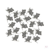 Maxbell 40 Pieces Silver Vintage USA American Flag Pendant Finding Bead Findings