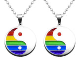 Maxbell 2pcs Stainless Steel Yin Yang Pendant Necklace for Gay Lesbian Pride Gift