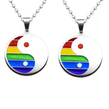 Maxbell 2pcs Stainless Steel Yin Yang Pendant Necklace for Gay Lesbian Pride Gift