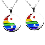Maxbell 2pcs Stainless Steel Yin Yang Pendant Necklace for Gay Lesbian Pride Gift