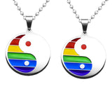 Maxbell 2pcs Stainless Steel Yin Yang Pendant Necklace for Gay Lesbian Pride Gift