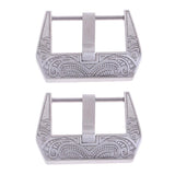 Maxbell 2pcs Stainless Steel Flower Carving Screw-in Buckle Watch Band Strap Clasps