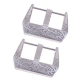 Maxbell 2pcs Stainless Steel Flower Carving Screw-in Buckle Watch Band Strap Clasps