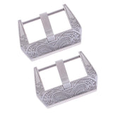 Maxbell 2pcs Stainless Steel Flower Carving Screw-in Buckle Watch Band Strap Clasps