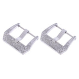 Maxbell 2pcs Stainless Steel Flower Carving Screw-in Buckle Watch Band Strap Clasps