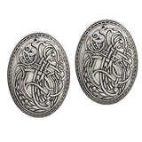 Maxbell 2x Norse Medieval Viking Shield Symbol Brooch Oval Shawl Sweater Pin Silver