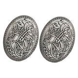 Maxbell 2x Norse Medieval Viking Shield Symbol Brooch Oval Shawl Sweater Pin Silver