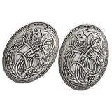 Maxbell 2x Norse Medieval Viking Shield Symbol Brooch Oval Shawl Sweater Pin Silver
