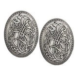 Maxbell 2x Norse Medieval Viking Shield Symbol Brooch Oval Shawl Sweater Pin Silver