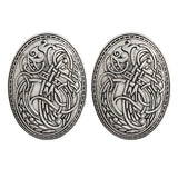 Maxbell 2x Norse Medieval Viking Shield Symbol Brooch Oval Shawl Sweater Pin Silver