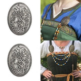 Maxbell 2x Norse Medieval Viking Shield Symbol Brooch Oval Shawl Sweater Pin Silver
