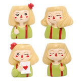 Maxbell 4 pcs Cute Cartoon Girl Style Succulent Plant Pot for Home Garden Decoration