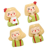 Maxbell 4 pcs Cute Cartoon Girl Style Succulent Plant Pot for Home Garden Decoration