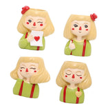 Maxbell 4 pcs Cute Cartoon Girl Style Succulent Plant Pot for Home Garden Decoration