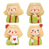 Maxbell 4 pcs Cute Cartoon Girl Style Succulent Plant Pot for Home Garden Decoration