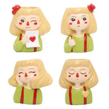 Maxbell 4 pcs Cute Cartoon Girl Style Succulent Plant Pot for Home Garden Decoration