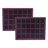 Maxbell 2 Pieces Elegant Velvet Stackable Jewelry Display Tray Case 24 Grids