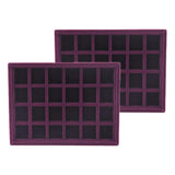 Maxbell 2 Pieces Elegant Velvet Stackable Jewelry Display Tray Case 24 Grids