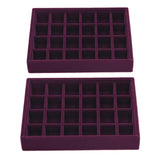 Maxbell 2 Pieces Elegant Velvet Stackable Jewelry Display Tray Case 24 Grids