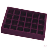 Maxbell 2 Pieces Elegant Velvet Stackable Jewelry Display Tray Case 24 Grids