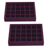 Maxbell 2 Pieces Elegant Velvet Stackable Jewelry Display Tray Case 24 Grids