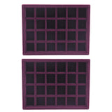 Maxbell 2 Pieces Elegant Velvet Stackable Jewelry Display Tray Case 24 Grids