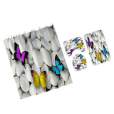 Maxbell 4 Pieces Butterfly Pebbles Shower Curtain Set w/ Bath Rug Toilet Lid Cover