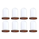 Maxbell 8 pcs Glass Dome Cloche with Wood Base Flower Landscape Holder Glass Cover