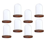 Maxbell 8 pcs Glass Dome Cloche with Wood Base Flower Landscape Holder Glass Cover