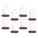 Maxbell 8 pcs Glass Dome Cloche with Wood Base Flower Landscape Holder Glass Cover