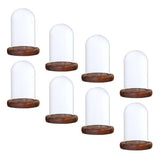 Maxbell 8 pcs Glass Dome Cloche with Wood Base Flower Landscape Holder Glass Cover