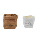 Maxbell 2pcs Washable Kraft Paper Storage Bag for Food, Toys, Flowers White /Brown