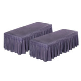 Maxbell 2pcs Massage Cosmetic Table Valance Sheet  Cover with Hole Purple 180x60cm