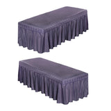 Maxbell 2pcs Massage Cosmetic Table Valance Sheet  Cover with Hole Purple 180x60cm