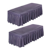 Maxbell 2pcs Massage Cosmetic Table Valance Sheet  Cover with Hole Purple 180x60cm