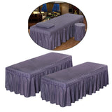 Maxbell 2pcs Massage Cosmetic Table Valance Sheet  Cover with Hole Purple 180x60cm