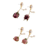 Maxbell 4Pcs Resin Flower Charms Pendants Dangle Drop Earrings Ear Studs Women