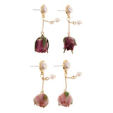 Maxbell 4Pcs Resin Flower Charms Pendants Dangle Drop Earrings Ear Studs Women