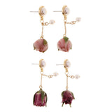 Maxbell 4Pcs Resin Flower Charms Pendants Dangle Drop Earrings Ear Studs Women