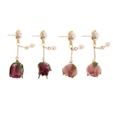 Maxbell 4Pcs Resin Flower Charms Pendants Dangle Drop Earrings Ear Studs Women